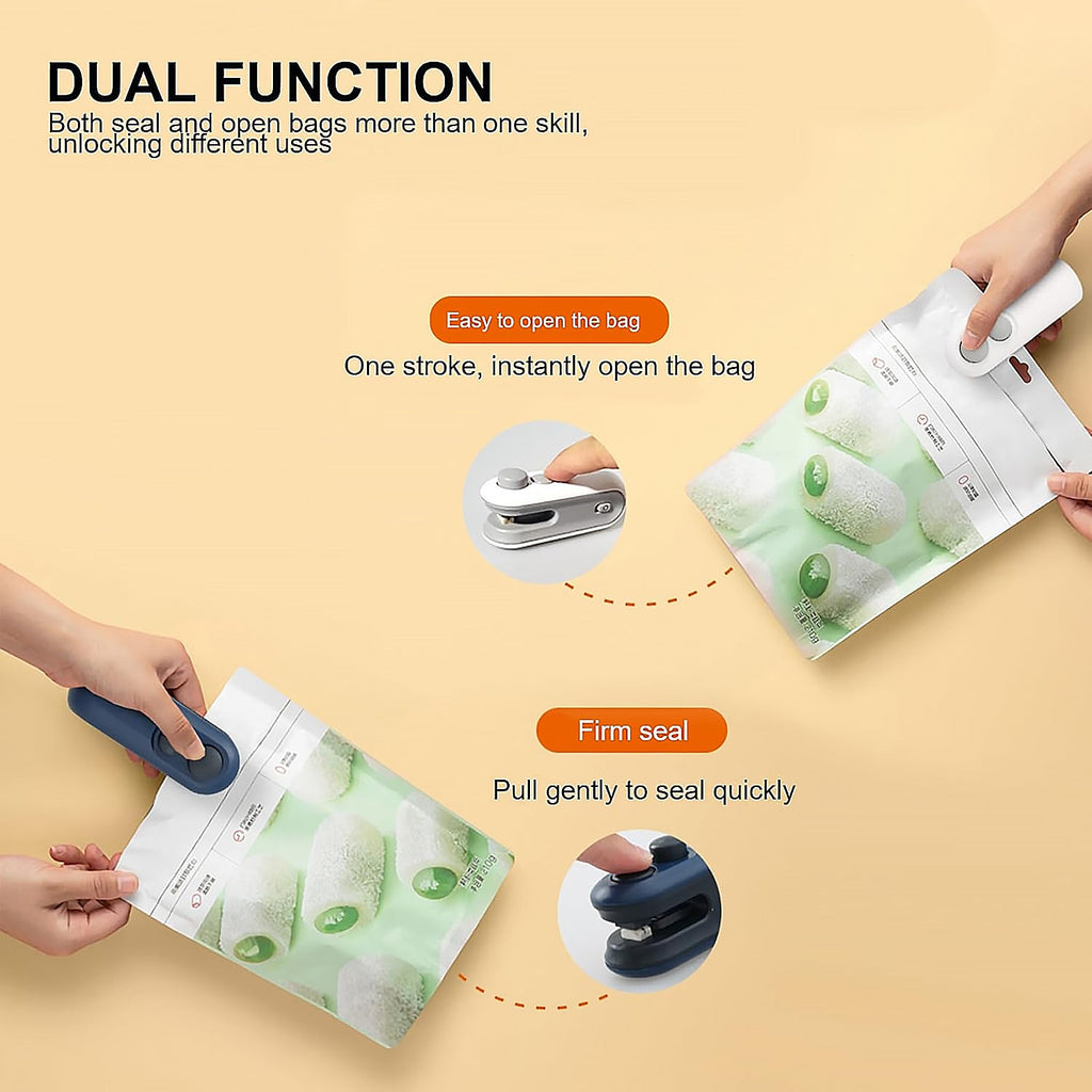 Mini Bag Sealer 2-in-1 Heat Sealer & Cutter USB Rechargeable for Food Storage Bags