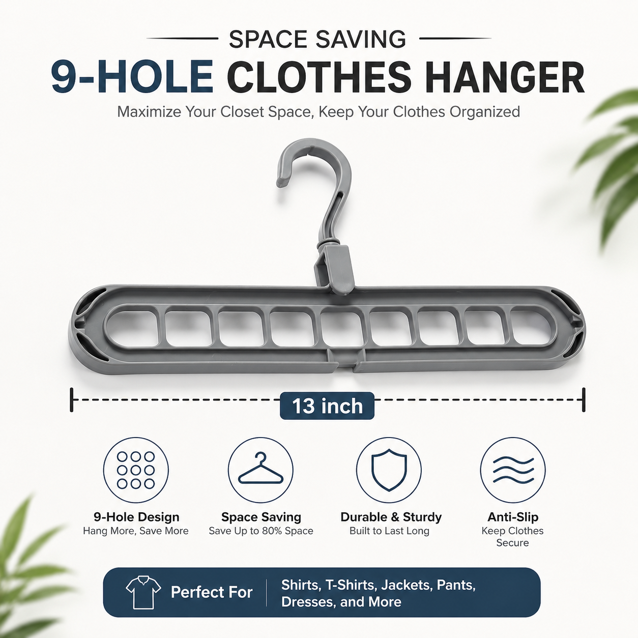 Space Saving 9-Hole Clothes Hanger | Multi-Layer Wardrobe Closet Organizer