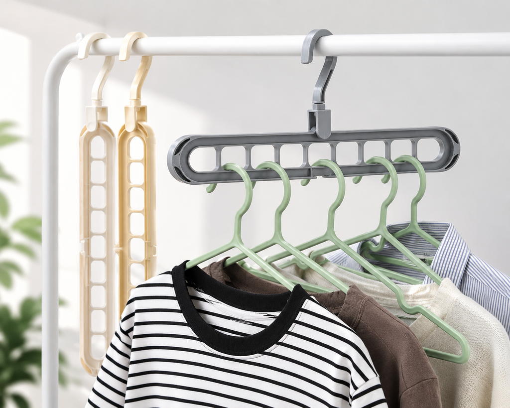 Space Saving 9-Hole Clothes Hanger | Multi-Layer Wardrobe Closet Organizer