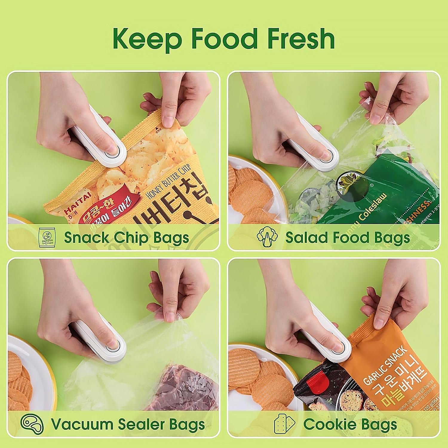Mini Bag Sealer 2-in-1 Heat Sealer & Cutter USB Rechargeable for Food Storage Bags