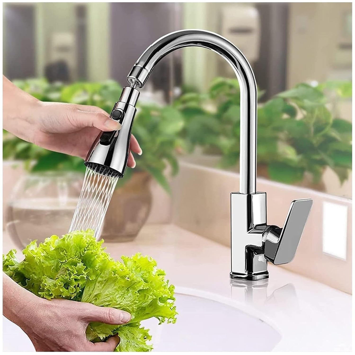 360° Kitchen Faucet Sprayer Head | 3-Function High Pressure Pull Down Replacement