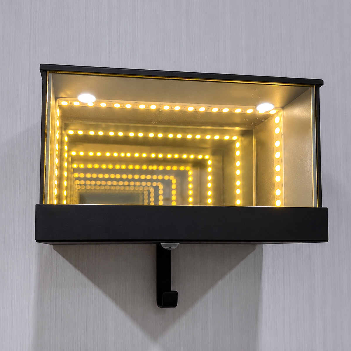 LED Wall Key Holder with Mini Car Display | 3D Infinity Mirror Garage Key Organizer